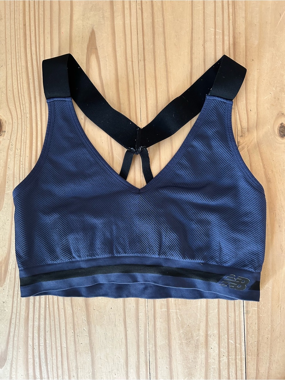New Balance Navy Sports Bra with Black Straps